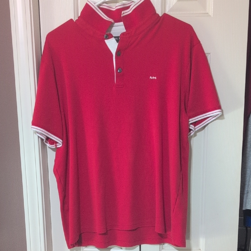 Michael Kors Red Polo Shirt with White Trim